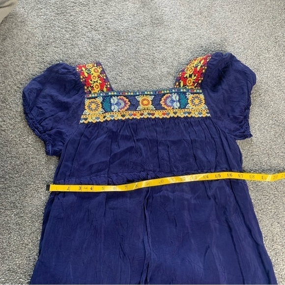 Johnny Was embroidered cap sleeve cinched waist mini dress - Picture 9 of 10